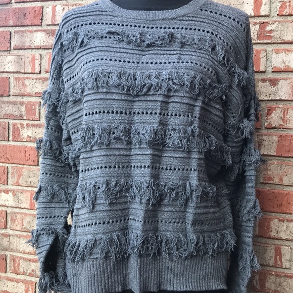 🚨B2G1 New MICHEAL MICHAEL KORS Grey Fringed Knit Sweater - Picture 6 of 8